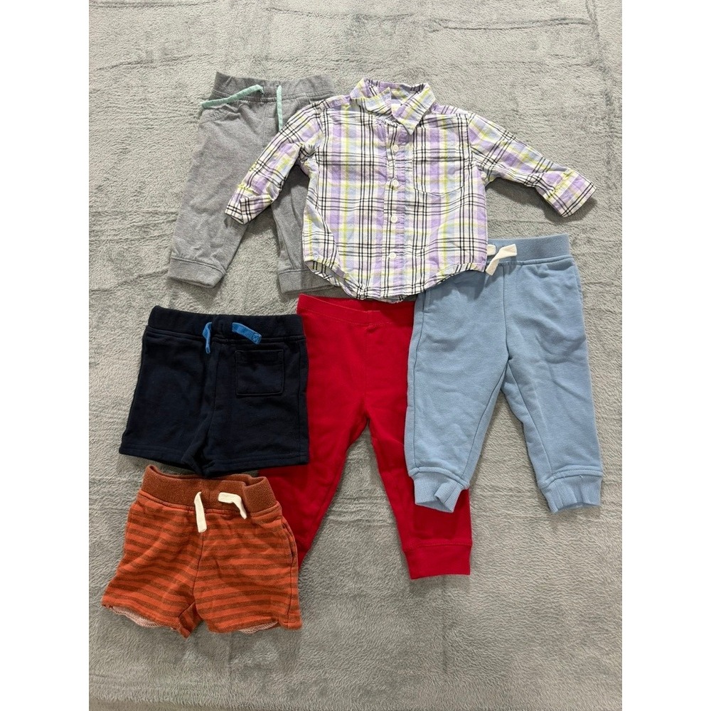 Baby Boys 6-12M Clothing Bundle 6pc Gymboree Primary Old Navy Dip Plaid‎ Joggers
